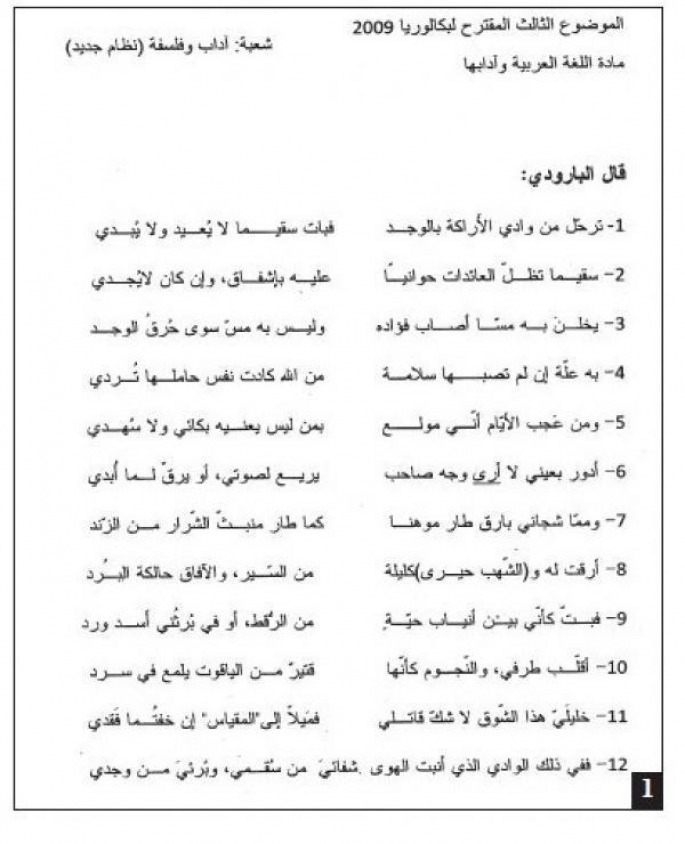 مواضيع في الأدب العربي مع التصحيح: تحضير بكالوريا (شعبة آداب و فلسفة) 3203375